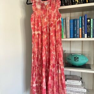 Hatch Pink Smocked Tiered Maxi Sundress